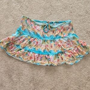 Tropical Print Jrs Size Swim Coverup Skirt